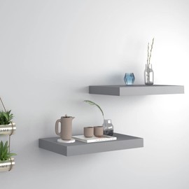 Floating Wall Shelves 2 pcs Gray 15.7"x9.1"x1.5" MDF, Wall Shelves & Ledges, 323848