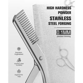 FERYES Eyebrow Trimmer Scissors with Combs, Stainless Steel Scissor & Comb in One, Precision Eyebrow Trimming Scissors for Women and Men