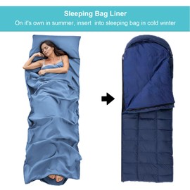 BREENHILL Sleeping Bag Liner, Camping Sheets & Travel Sheet, Hostels & Traveling Adult Sleep Sack for Backpacking, Hotels Lightweight Single & Double Camping Sleeping Bag Liners Blue