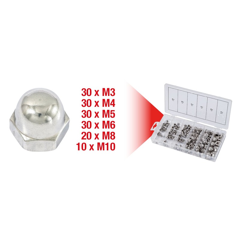 KS Tools 970.0460 Stainless steel nuts assortment, metric, 150 pcs