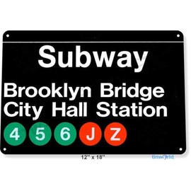 DOGT Metal tin sign 8x12 inches TIN Sign Subway Brooklyn Bridge City Hall Station Metal New York