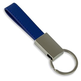 pubblimania Elegant PU Leather Keyring with Ring Useful for House Keys, Car, Motorcycle, Scooter, Gate, Lightweight and Very Durable, Blue Keyring
