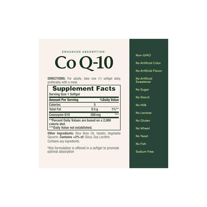 Nature’s Bounty CoQ10 200 mg Softgels, Heart Health & Cellular