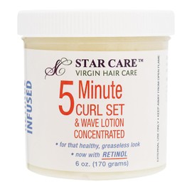 STAR CARE 5 Minute Curl Set & Wave Lotion concentrated with Retinol, Adds Sheen, Repairs & Moisturizes, Ideal for Hairpieces, Braids & Perms 6oz/170g