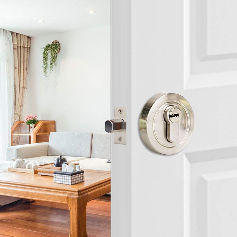 Deadbolt Home Door Cylinder Lock Night Latch, Zinc Alloy with