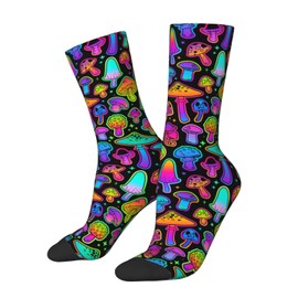 BIOOSTUB Bright Psychedelic Magic Glowing Mushrooms 60s Hippie Hallucination Hippie Boho (4) Socks For Women Men Soft Breathable Novelty Crew Socks Athletic Socks Funny Crazy Dress Socks
