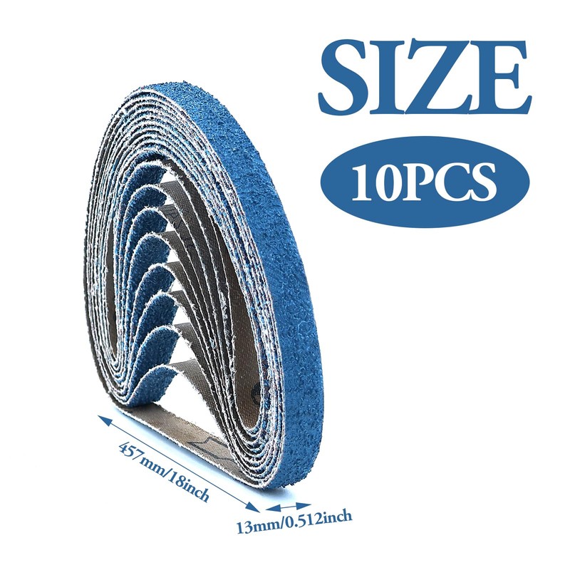 10PCS 40Grits 13mm x 457mm Zirconium Abrasive Sanding Belts Air