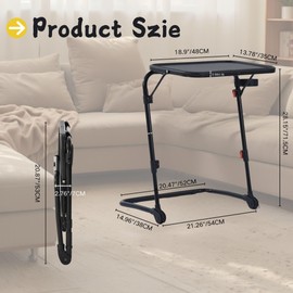 Homy Casa Ergonomic Computer Workstation with Adjustable Height and Tilt, Portable Side Table Workstation with Metal Frame for Home Office