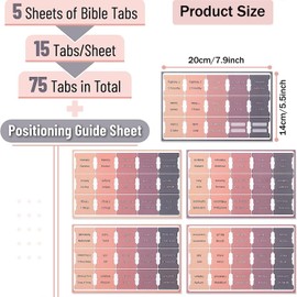 YQkangzhu 75Pcs Bible Tabs for Women & Men, Laminated Bible Tabs for Easy Navigation, Large Print Bible Index Tabs for Journaling Supplies, Replace Bible Book Labels for Old and New Testament Studying