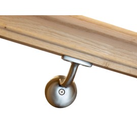 Solid Red Oak Handrail Kit with Wall Returns and Wall Mount Brackets (Matching Screws Included). 6010 Profile Unfinished. Indoor Use Only. (6 Ft, Brush Nickel)