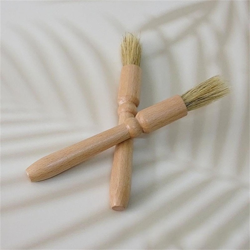 Coffee Grinder Cleaning Brush 2Pcs, Wood Handle & Natural Bristles