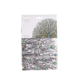 Maxwell & Williams Marini Ferlazzo Birds Printed Tea Towel with Indian Peacock Design, Cotton, Black/White, 50 x 70 cm