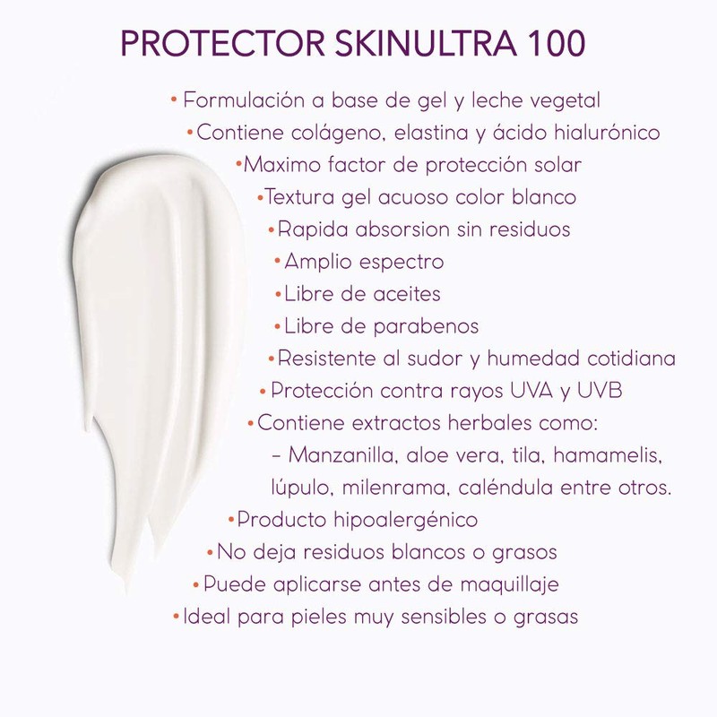 Protector Solar SKINULTRA 100 con acido hialuronico 60ml.