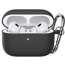 JETech Funda de Silicona para AirPods Pro 21, con Llavero, Negro                                                                                      