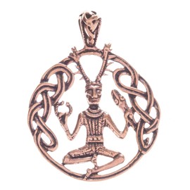 Windalf Celtic Jewellery Pendant Cernunnos 3.5 cm Celtic Forest God Bronze, Fabric jewellery bag