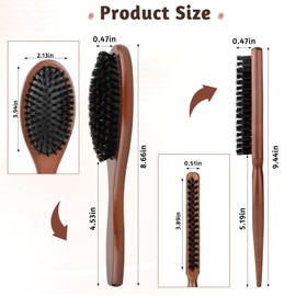 2 Stücke Sleek Bun Bürste, Wildschweinborsten Bürste Professioneller Sleek Bürste Weiche Detangler Bürste Toupierkamm Reduziert Haarbruch und Frizz Haarbürste Groß und Klein für Alle Haartypen