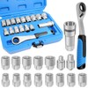 JEUCLEL 17PCS Pass Through Socket Set, Chrome Vanadium Steel, Versatile