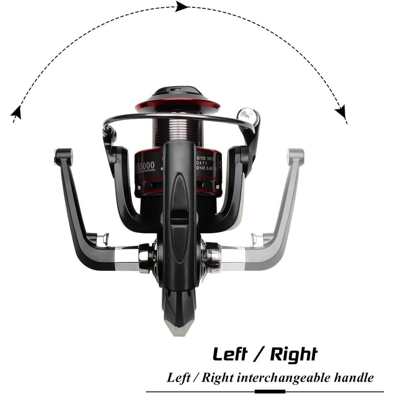 Spinning Fishing Reels with Left/Right Interchangeable Collapsible Wood Handle Powerful