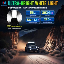 MICTUNING K3 LED LED Spotlights, 4 Inch Offroad Driving Light Bar RGB 7 Colors 270° Wide Angle White Square Cube Auxiliary Lamp with Wiring Harness Switch for Wrangler Truck Pickup SUV ATV