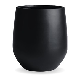 KUTE NEST Corso 16.5" H x 15" D Fiberstone Premium Large Planter, (Black), 11.5" Pot Opening, Round Tapered Drainage Pots, Large Modern Porch Planters for Indoor and Outdoor use.