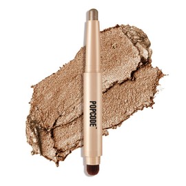 popcode Cream to Powder Waterproof Eyeshadow Stick, Longwear, Easy-to-Apply, Smudge-Proof Shimmer Eyeshadow Pencil (002 Cool Bronze Shimmer)
