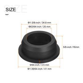 MECCANIXITY Rubber Grommet Mount Dia 1-3/8" (34.8mm) Round T Type for Organizing and Protecting Cord Pack of 4