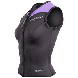 Neo Sport Wetsuits Women's Premium Neoprene 2.5mm Zipper Vest, Lavender Trim, 6