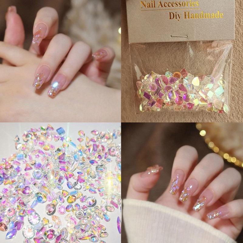 Nalaina Rhinestone Nail Crystal Nail Parts (Approximately 120 Pieces Mixed