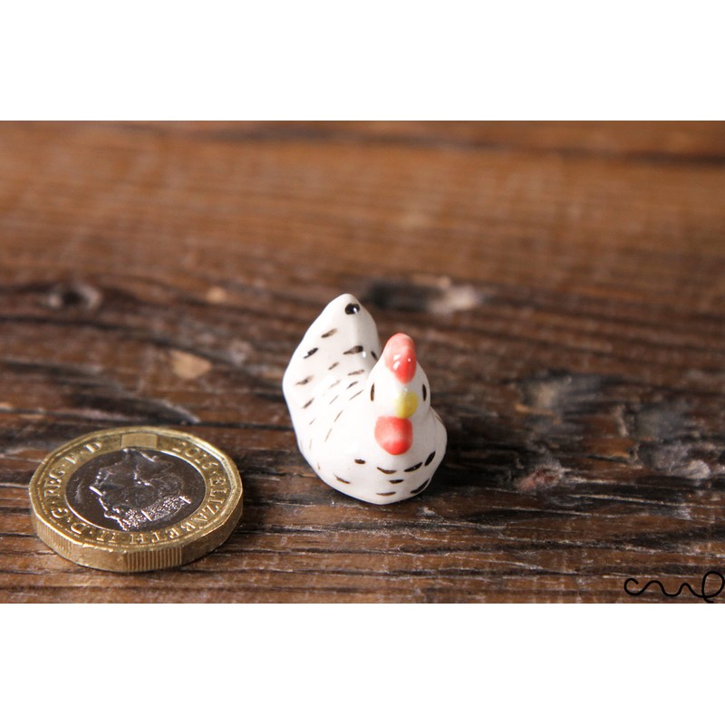 redchocol8® Ceramic Tiny White Chicken Figurines Animals Miniature Outdoor Gift