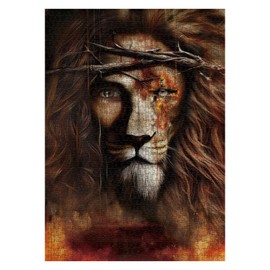 Jesus Christ Puzzle for Adults 1000 Piece, Christian Religious Jigsaw Puzzle, Animal Lion Puzzle for Home Decor