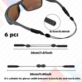 ZesNxj Pack of 6 Adjustable Glasses Strap, Non-Slip Glasses Strap, Sports, Sweat-Absorbing for Men and Women, for Sports and Sunglasses