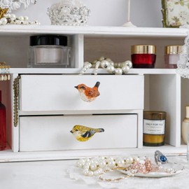 SOFFEE DESIGN Set of 4 Metal Birds Cabinet Knobs, Decorative Pull Handle for Door/Cabinet/Drawer, Four Kinds of Vivid Birds with Different Coloring Antique Decor