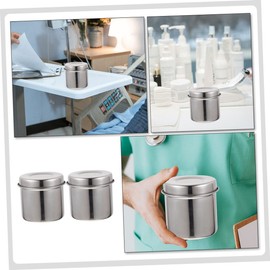 OKUMEYR 2pcs Stainless Steel Jar Metal Jars Stainless Steel Jar Cotton Ball Container Gauze Container with Lid Storage Jar Container Liquid Jar Metal Jar Holder