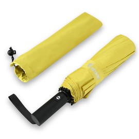 GAOYAING 46 Inch Large Automatic Travel Umbrella, 12 Ribs Windproof Design, Heavy Duty Strong 210T Pongee Fabric Folding Umbrella with Sleeve, UV Protection, Yellow