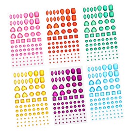 Hohopeti 6 Sheets Acrylic Crystal Stickers DIY Diamond Art Beautiful Geometric Shapes Safe Decorative Stickers