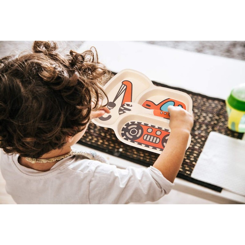 Kid Plate Set Bamboo Toddler Plates Dinnerware Dinner Dish Set