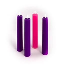 THE SAINTS COLLECTION LED Flameless Advent Candles, Set of 4, 1 1/2 in, 3 Purple, 1 Pink