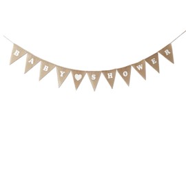 LWR Crafts Burlap Bunting Banner Triangle Heart Baby Shower