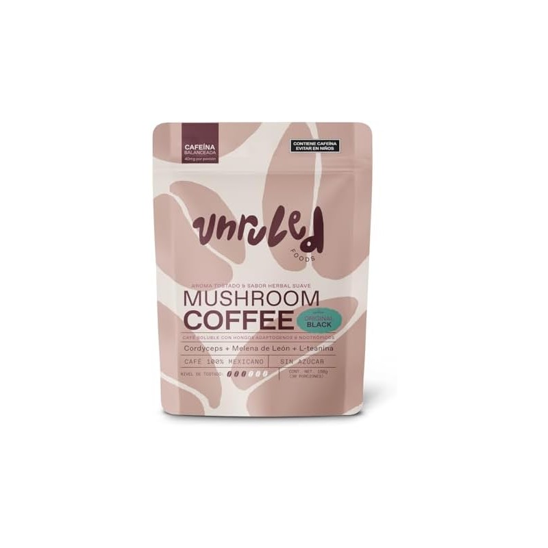 UNRULED - Mushroom Coffee Cafe con Hongos Adaptógenos Sabor Black