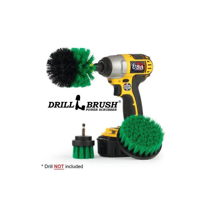 Drillbrush Original, 4in, & 2in Green Brushes - Medium Stiffness