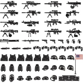 83 Pcs Weapons Pack Military, Toy Soldiers Figures US Army Battle Toy Set, Weapon Battle Building Blocks Compatible with Major Brand, 3 Years Old and up