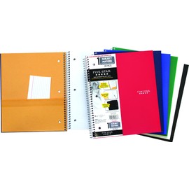 Five Star 1-Subject Spiral Notebook, 8.5" x 11" Sheet Size, Quad Ruled, 200 Pages/100 Sheets, Neat Sheet Perforated Pages, Wirebound, Assorted Colour Poly Covers, 1 Notebook (06038)