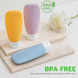 Travel Bottles for Toiletries 6 Pack, Leakproof 2 oz Tsa Approved Travel Size Containers, BPA Free Plastic Shampoo and Conditioner Bottles, Camping Travel Essentials (Multicolor - C)