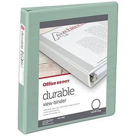 Office Depot® Brand 3-Ring Durable View Binder, 1" Round Rings, Sage