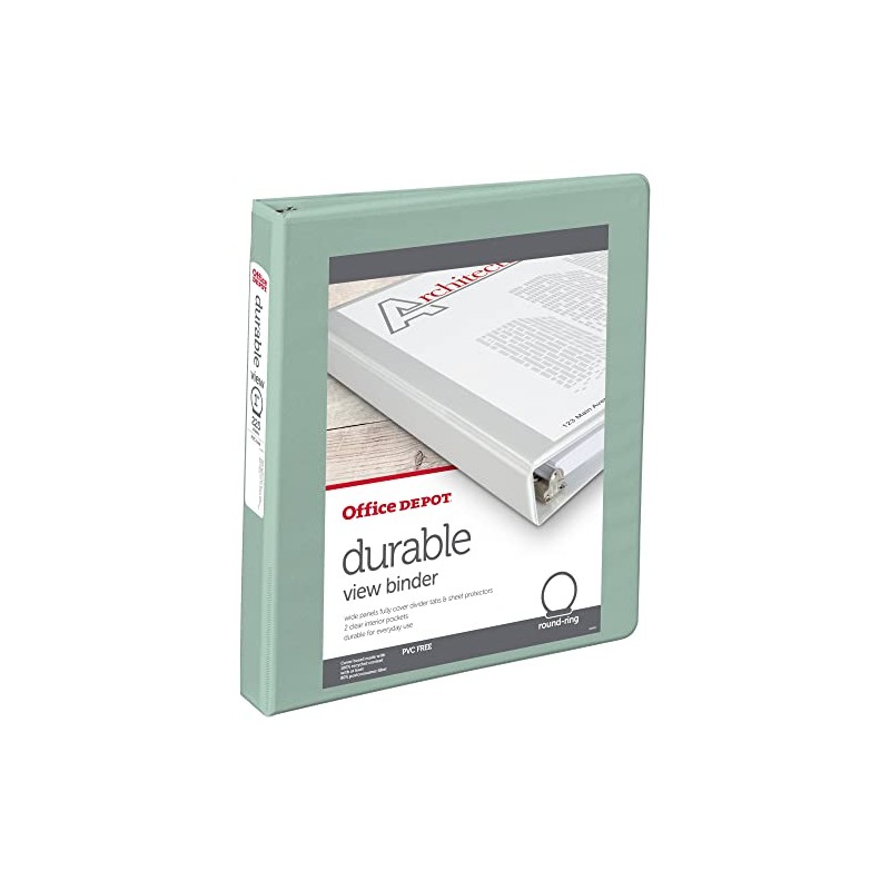 Office Depot® Brand 3-Ring Durable View Binder, 1" Round Rings,