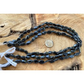 Genuine Black Tourmaline Oval Beads 14" Strand Gemstone 10mm Jewelry Making