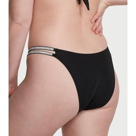 Victoria's Secret Double Shine Strap Brazilian Bikini Bottom Black