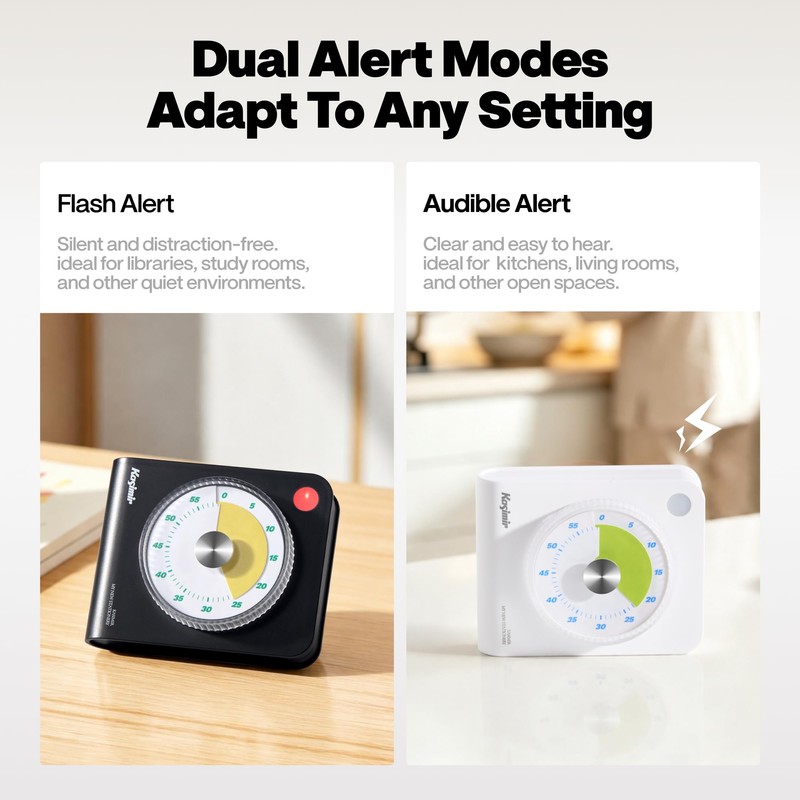 60-Minute Visual Timer, Magnetic Countdown Time Timers, Black