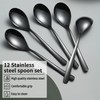 Kyraton Black Soup Spoons, Pack of 12, 20.3 cm Stainless