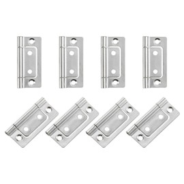 uxcell 8Pcs 2x1 Inch Door Hinges Non-Mortise No Noise Bifold Door Hinges Electrophoresis for Cabinet Furniture Window Wardrobe, Silver Tone